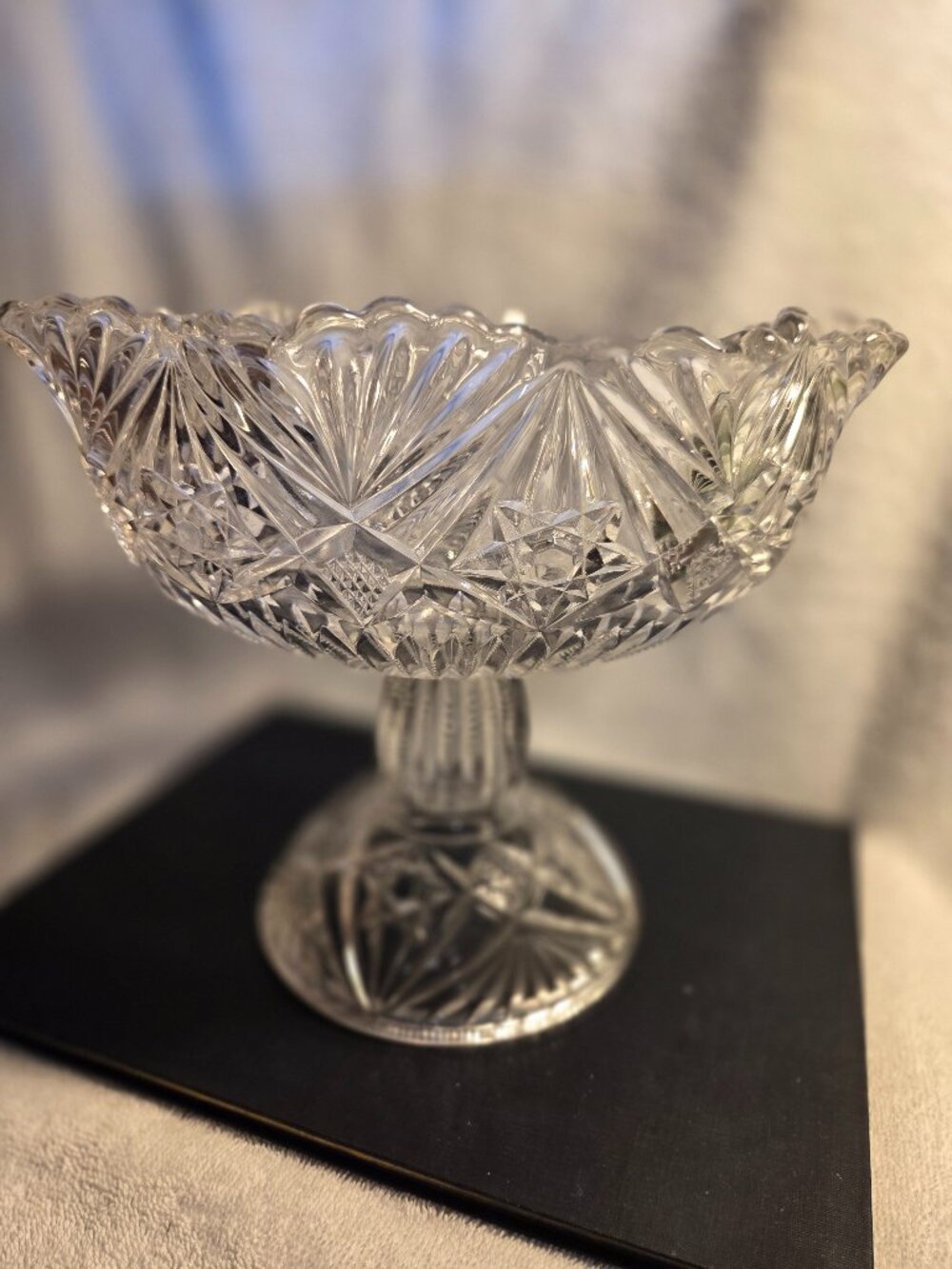 'Star of David" Footed Compote Bowl EAPG 9" x 8"